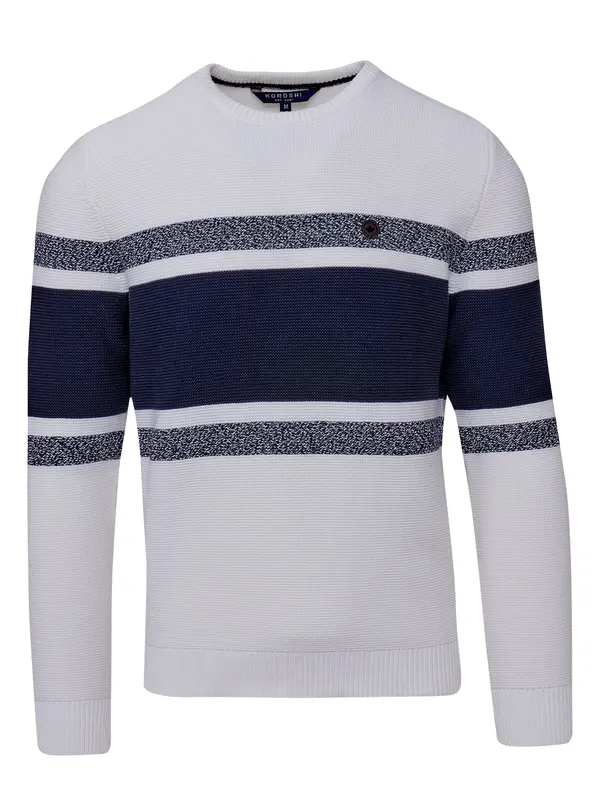 KOROSHI KOROSHI Pulover  marine / off-bela