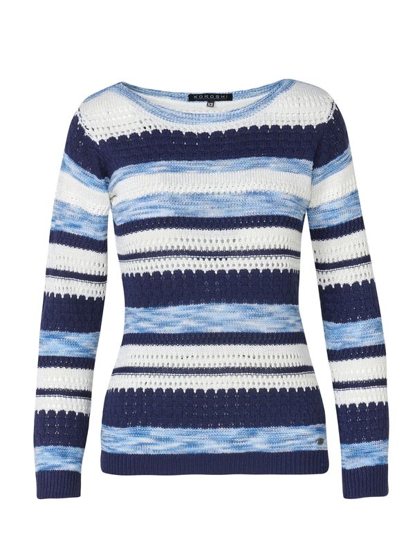 KOROSHI KOROSHI Pulover  mornarska / svetlo modra / bela
