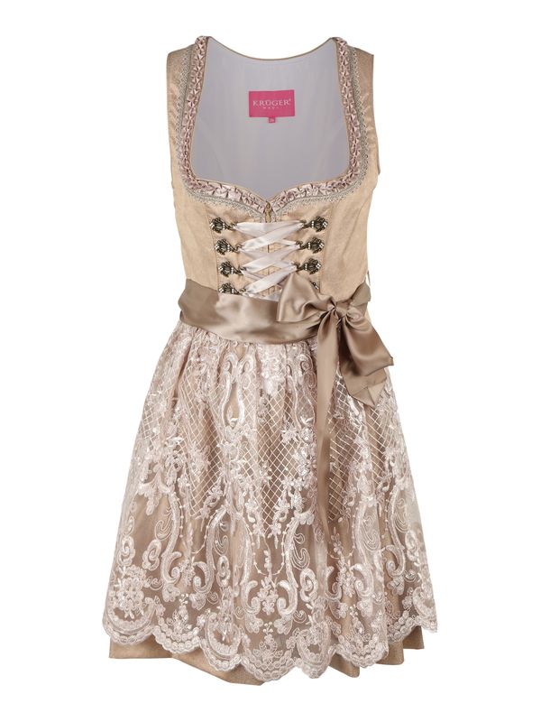 Krüger Madl Krüger Madl Dirndl  pesek / staro roza / off-bela