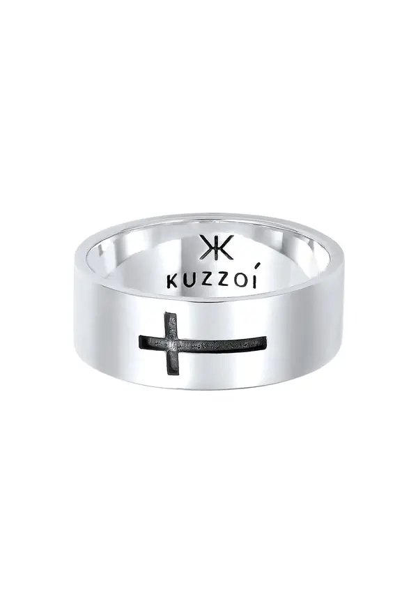 KUZZOI KUZZOI Prstan 'Kreuz'  črna / srebrna