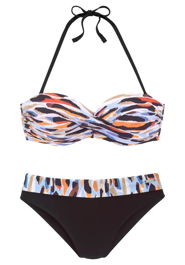 LASCANA LASCANA Bikini  dimno modra / kostanj rjava / oranžna / črna