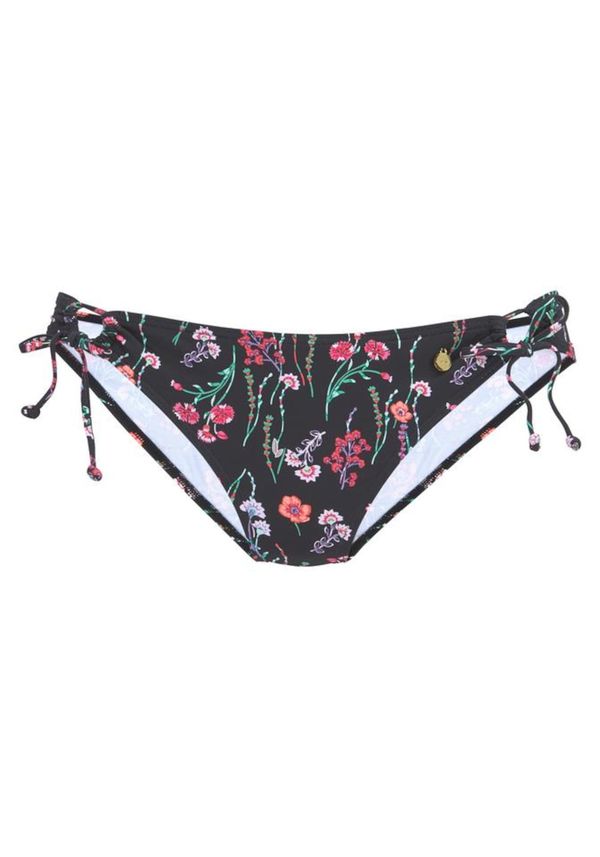LASCANA LASCANA Bikini hlačke 'Bloom'  zelena / lila / rdeča / črna