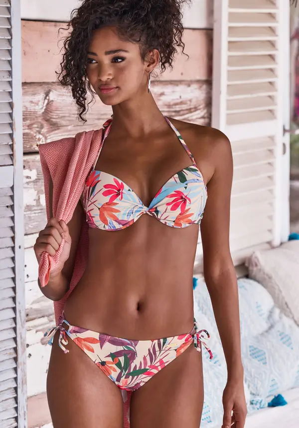 LASCANA LASCANA Bikini hlačke  kremna / zelena / lila / mandarina