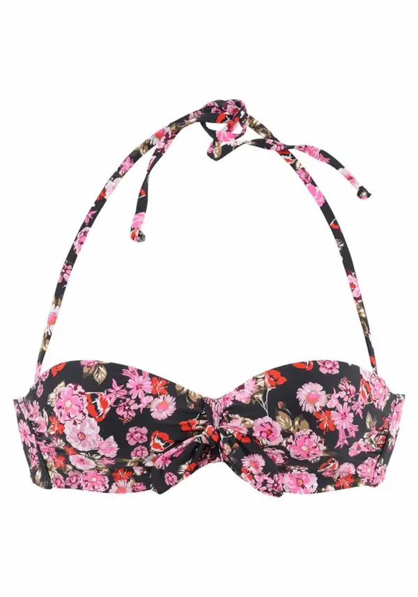 LASCANA LASCANA Bikini zgornji del 'Blümli'  oliva / roza / rdeča / črna