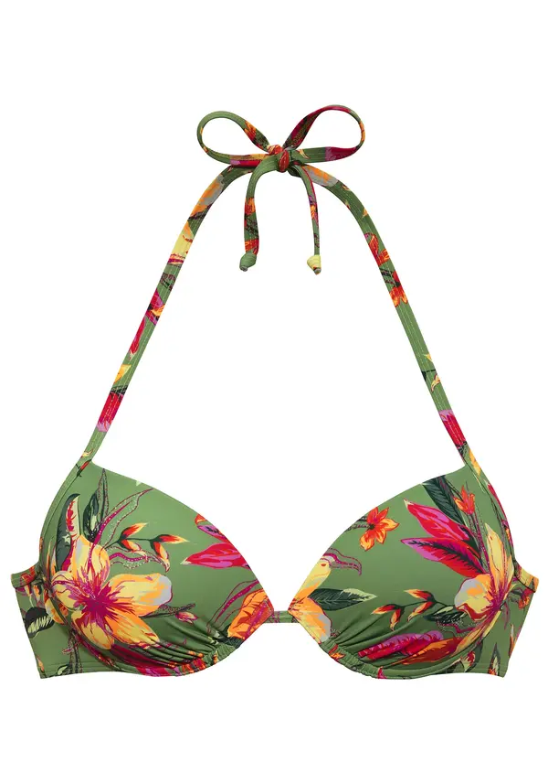 LASCANA LASCANA Bikini zgornji del 'Malia'  rumena / zelena / roza