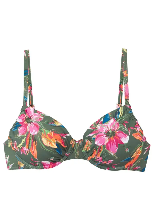 LASCANA LASCANA Bikini zgornji del 'Malia'  zelena / temno oranžna / roza / bela