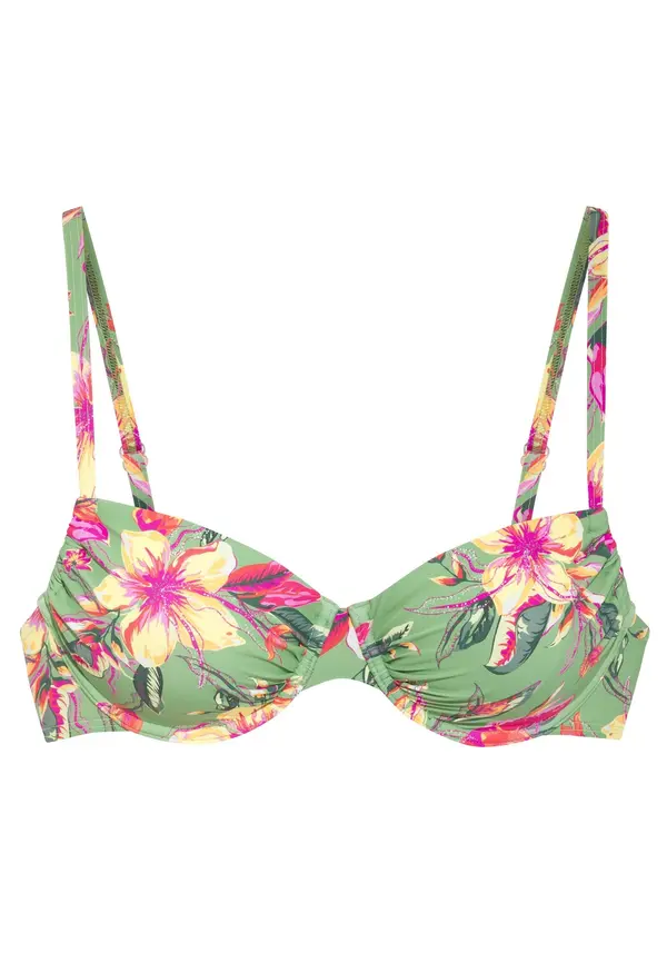 LASCANA LASCANA Bikini zgornji del  svetlo zelena / temno zelena / svetlo oranžna / fuksija