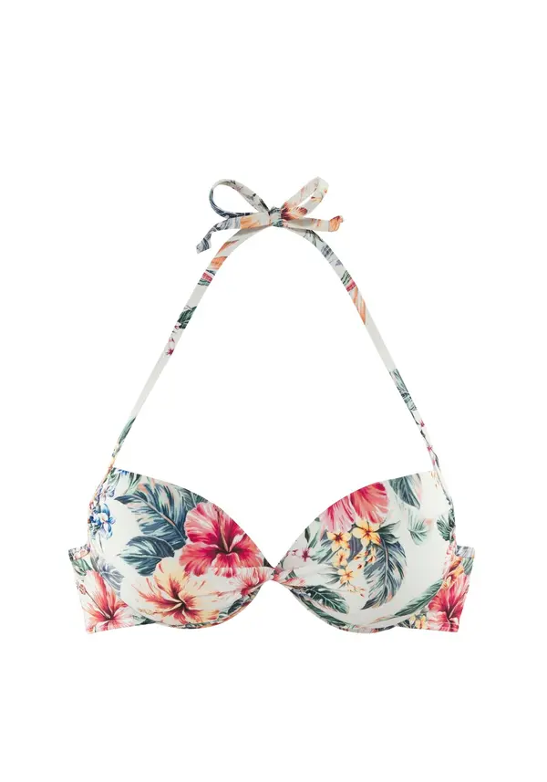 LASCANA LASCANA Bikini zgornji del  zelena / roza / burgund / bela