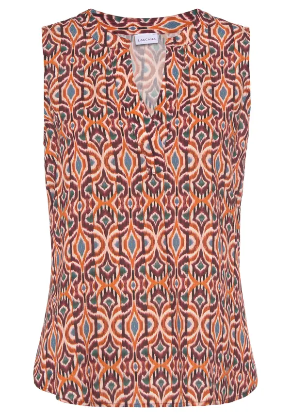 LASCANA LASCANA Bluza  bež / rjava / temno zelena / vinsko rdeča
