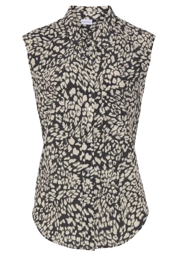 LASCANA LASCANA Bluza  ecru / mokka / črna
