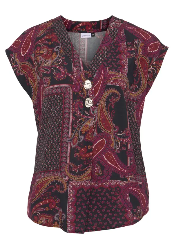 LASCANA LASCANA Bluza  mandarina / bordo / temno rdeča / črna