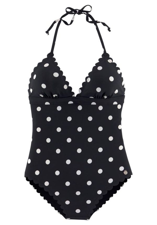 LASCANA LASCANA Enodelne kopalke  črna / bela