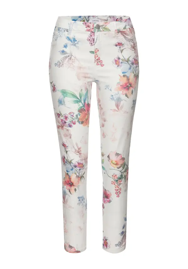 LASCANA LASCANA Jeans pajkice  modra / lila / oranžna / bel denim