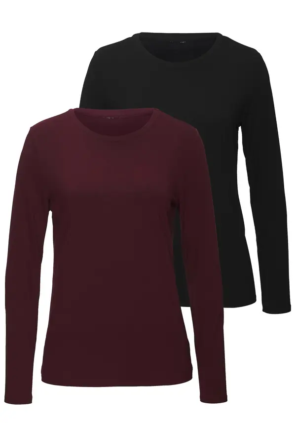 LASCANA LASCANA Majica  bordo / črna