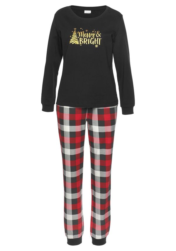 LASCANA LASCANA Pižama  zlata / svetlo siva / ognjeno rdeča / črna