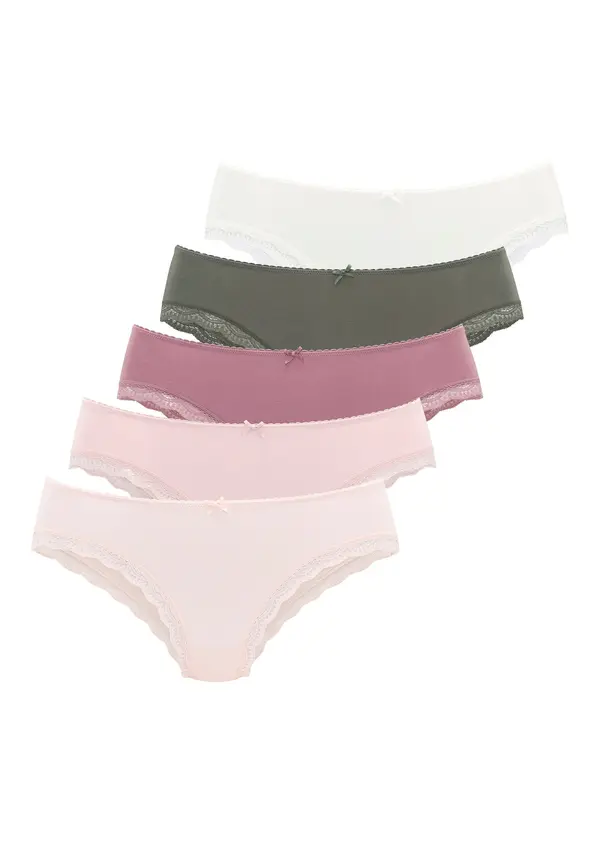 LASCANA LASCANA Spodnje hlačke  temno zelena / rosé / puder / temno roza / bela