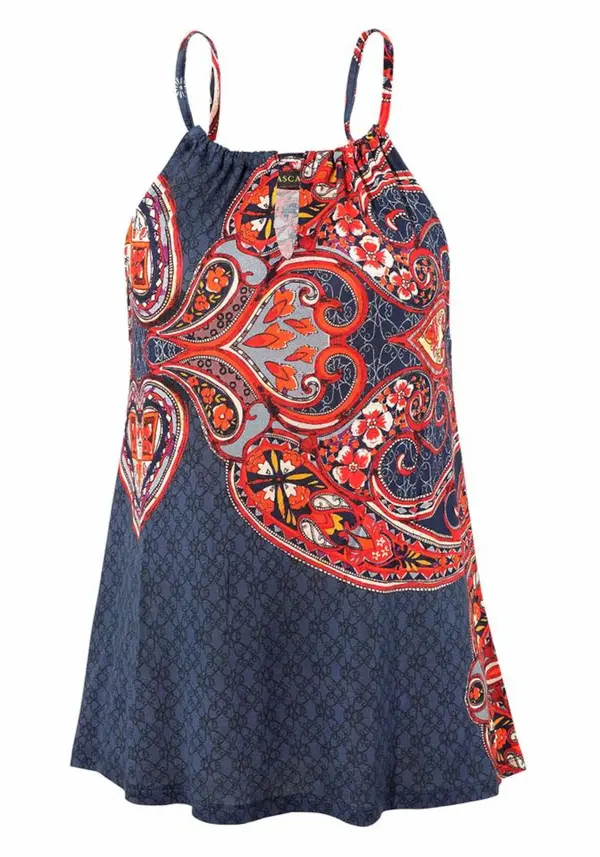 LASCANA LASCANA Top  marine / oranžna / rdeča / bela