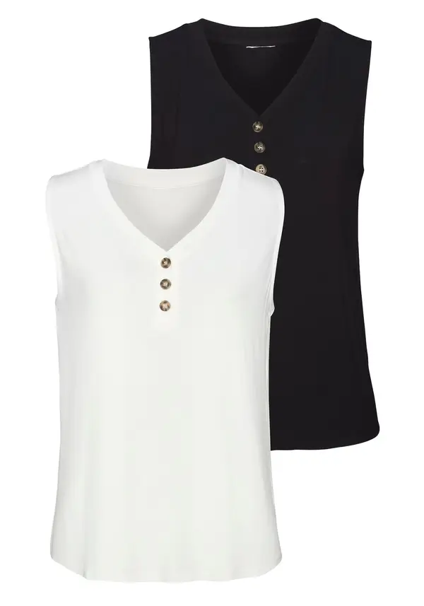 LASCANA LASCANA Top  temno modra / volneno bela