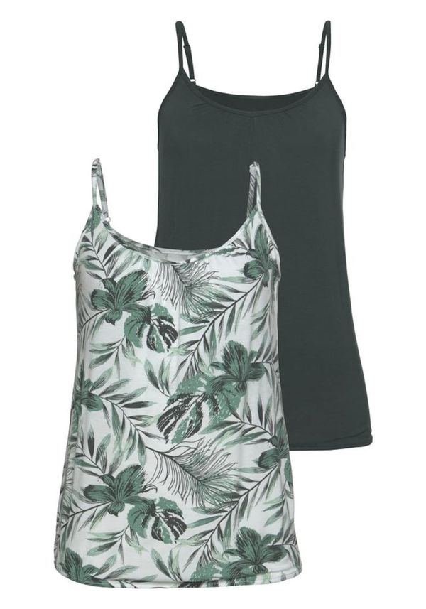 LASCANA LASCANA Top  temno zelena / naravno bela