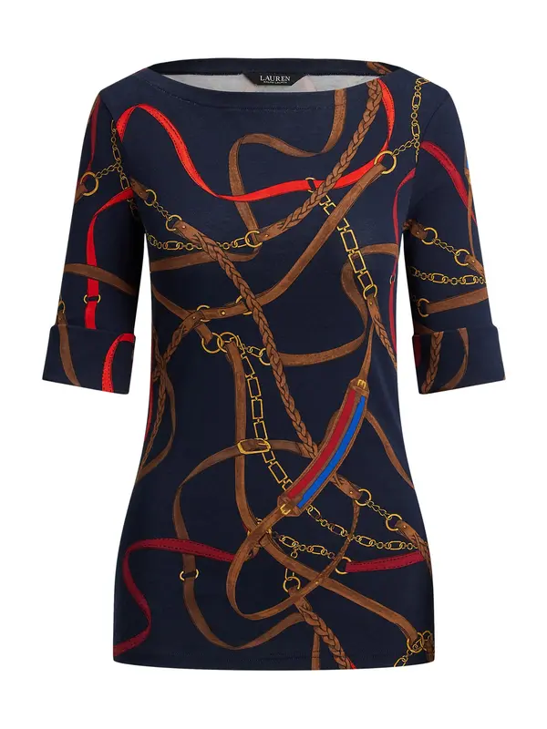 Lauren Ralph Lauren Lauren Ralph Lauren Majica  mornarska / rjava / zlato-rumena / rdeča