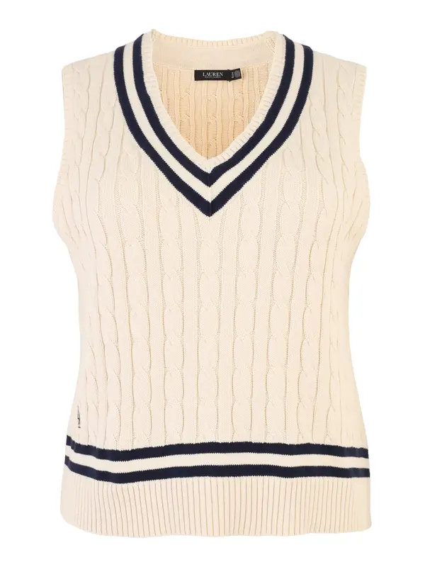Lauren Ralph Lauren Plus Lauren Ralph Lauren Plus Pulover  bež / marine