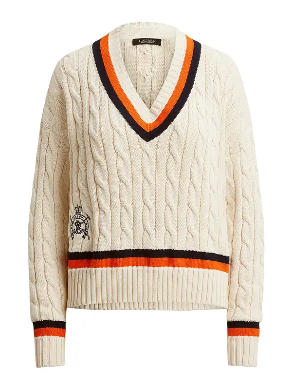 Lauren Ralph Lauren Lauren Ralph Lauren Pulover  kremna / mornarska / živo rdeča