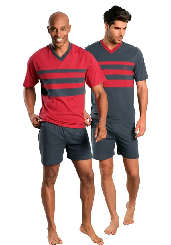 LE JOGGER LE JOGGER Kratka pižama  temno siva / rdeča