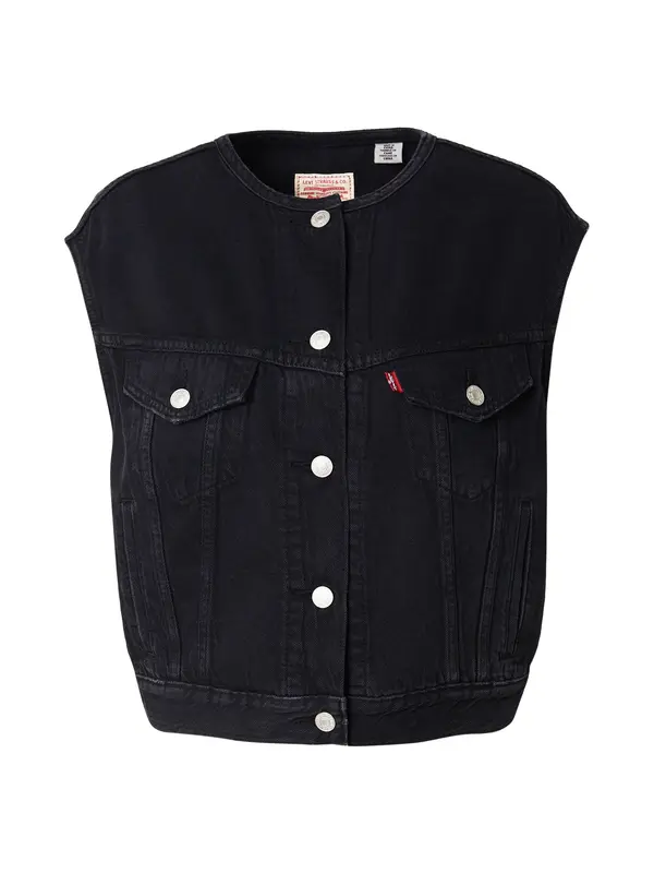 LEVI'S ® LEVI'S ® Brezrokavnik 'Collarless Shrunken '90s Trucker Vest'  črn denim