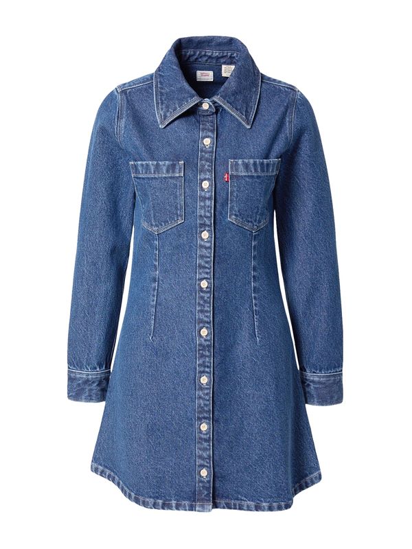 LEVI'S ® LEVI'S ® Dolga srajca 'Mini Dress'  krvavo rdeča / črn denim / bela