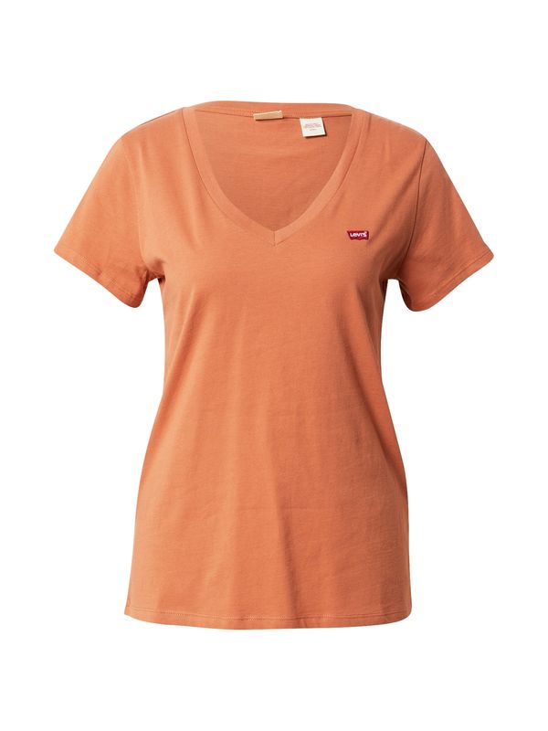 LEVI'S ® LEVI'S ® Majica 'LSE Perfect Vneck'  temno oranžna / rdeča / bela