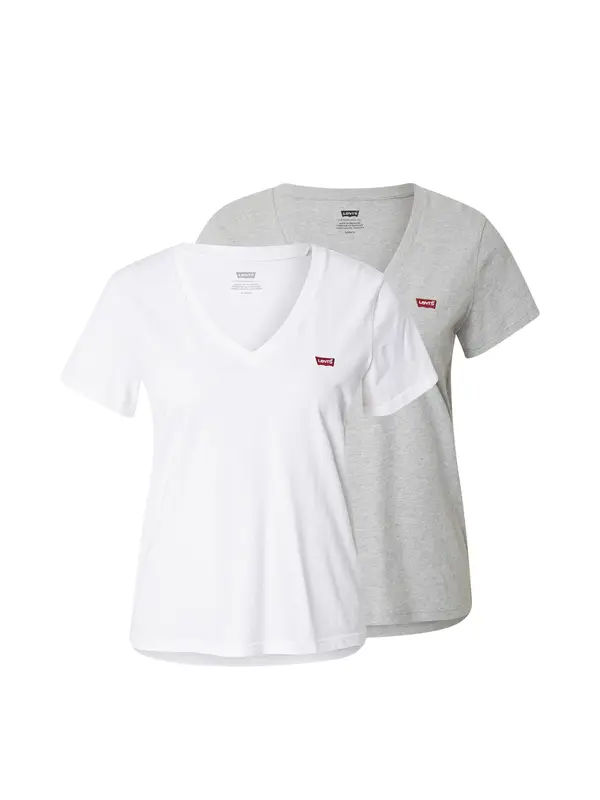LEVI'S ® LEVI'S ® Majica 'Perfect V-Neck Tee (2-Pack)'  siva / bela