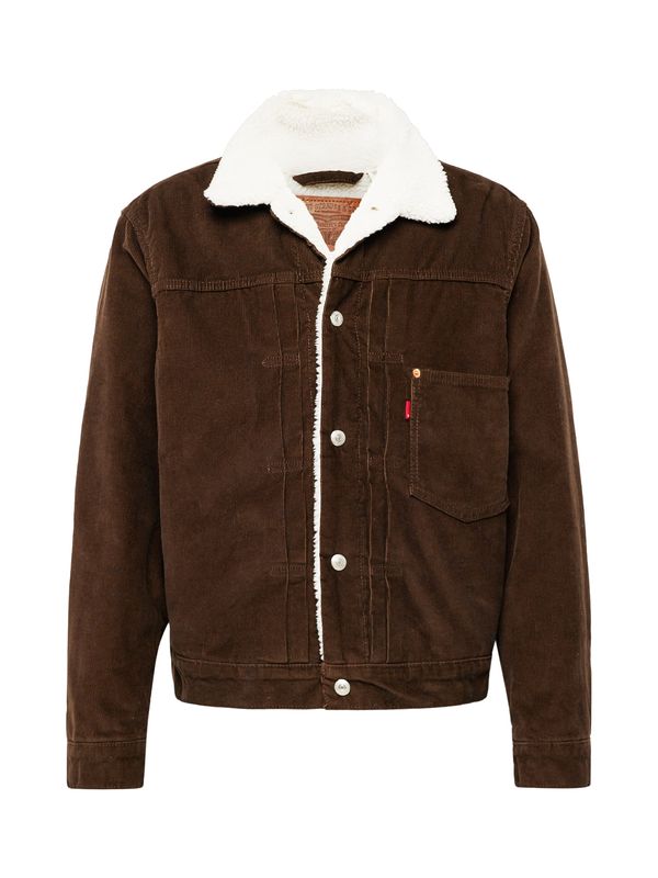 LEVI'S ® LEVI'S ® Prehodna jakna 'Type 1 Sherpa Trucker Corduroy Jacket'  temno rjava / naravno bela