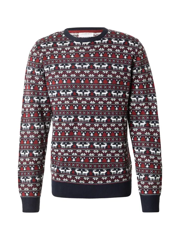 Lindbergh Lindbergh Pulover 'Christmas'  temno modra / temno rdeča / bela