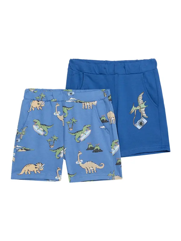 Lindex Lindex Hlače 'Summer Dino'  encijan / kraljevo modra / mokka / kivi