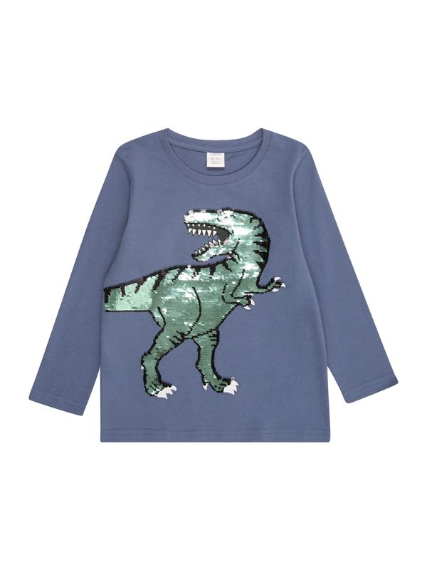 Lindex Lindex Majica 'Dino Flip'  golobje modra / zelena / črna / bela