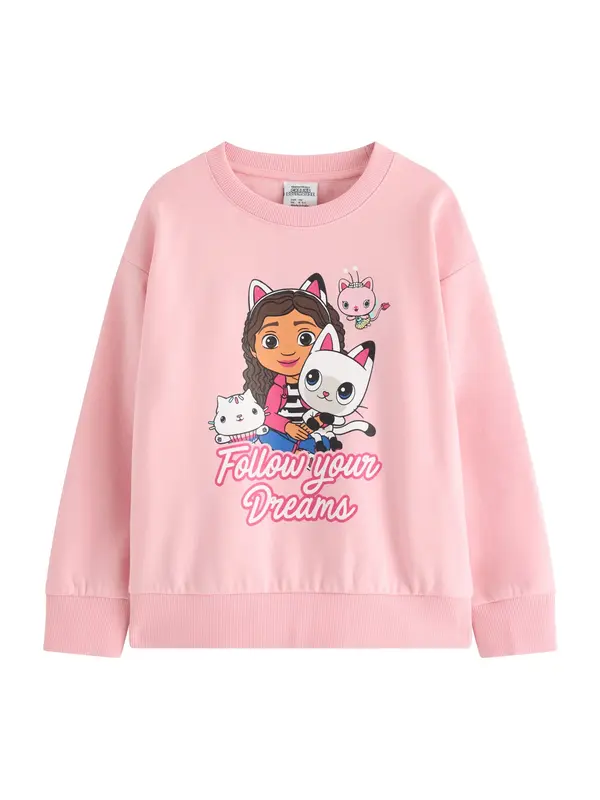 Lindex Lindex Majica 'Gabbys Dollhouse'  temno rjava / temno oranžna / roza / bela