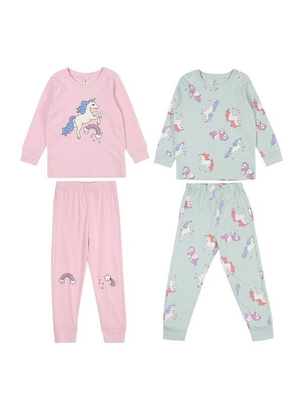 Lindex Lindex Pižama  azur / meta / svetlo roza / bela