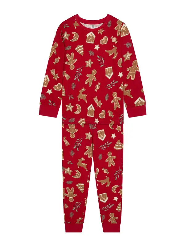 Lindex Lindex Pižama 'Ginger Bread'  bež / svetlo bež / zelena / temno rdeča