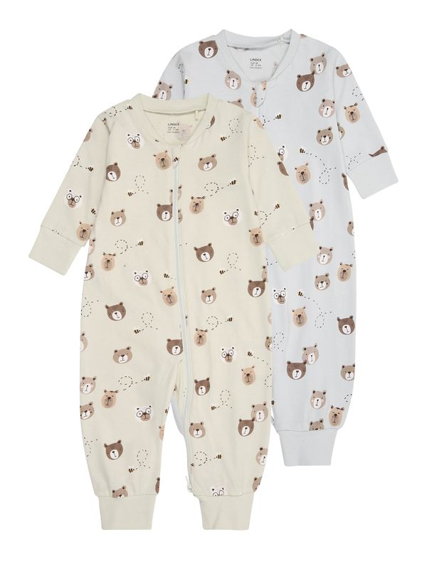 Lindex Lindex Pižama  golobje modra / rjava / pastelno zelena / off-bela