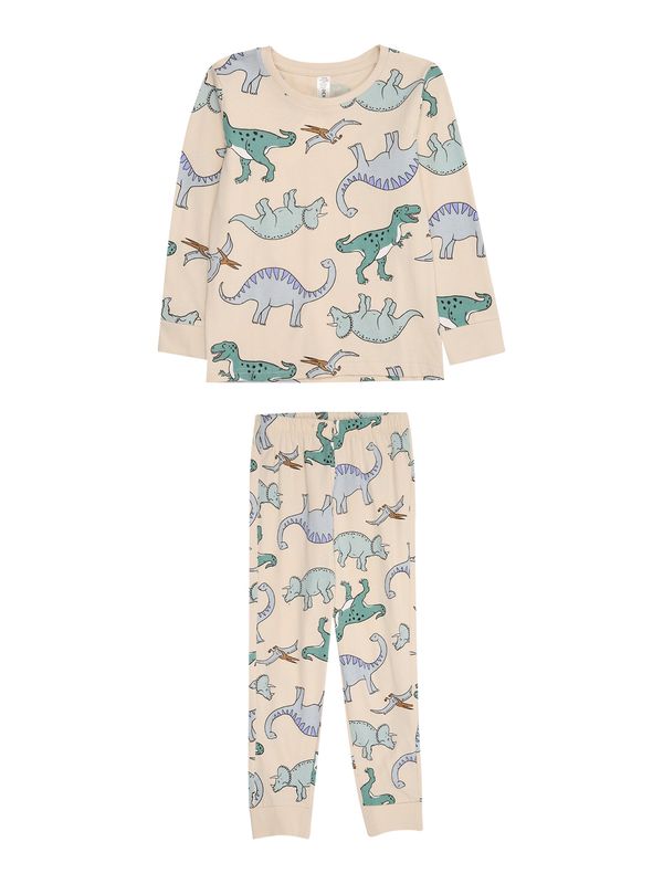 Lindex Lindex Pižama 'Vehicle Dino'  svetlo bež