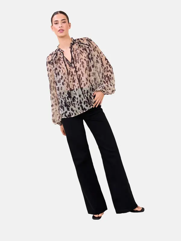 Lipsy Lipsy Bluza  bež / temno rjava