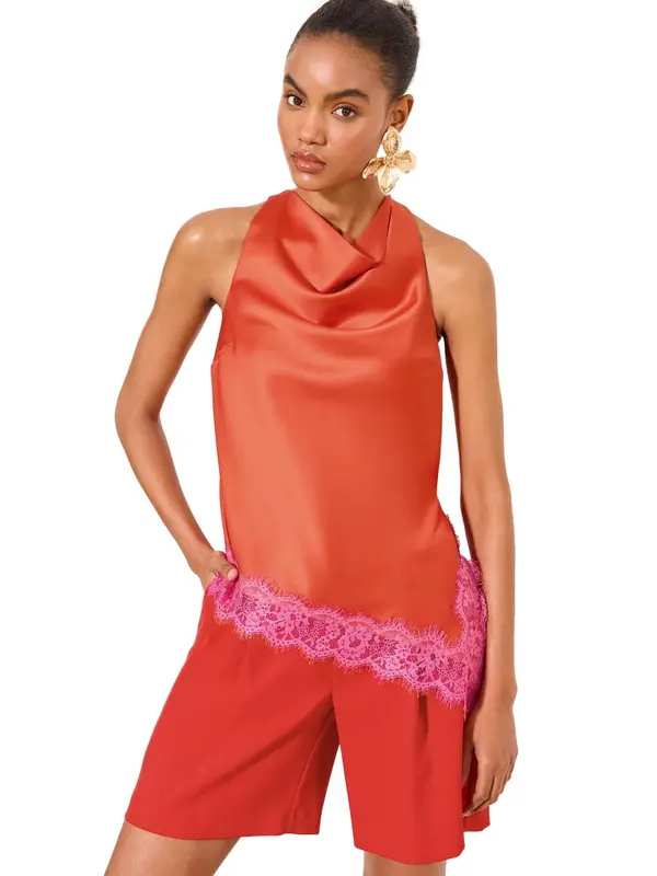 Lipsy Lipsy Bluza  svetlo roza / oranžno rdeča