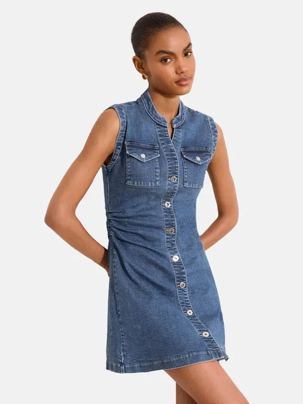 Lipsy Lipsy Dolga srajca  moder denim