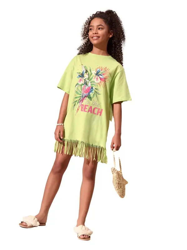 Lipsy Lipsy Majica 'Kaftan'  encijan / zelena / svetlo zelena / svetlo roza