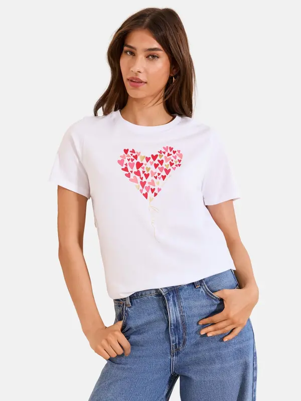 Lipsy Lipsy Majica 'Wear It With Love'  zlata / roza / rdeča / bela