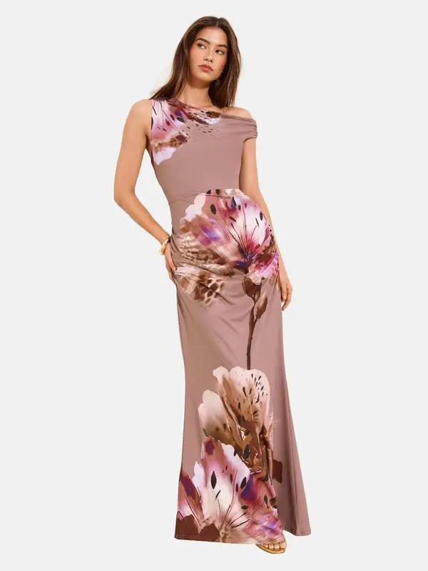 Lipsy Lipsy Obleka  svetlo bež / umbra / mauve / vijolično modra