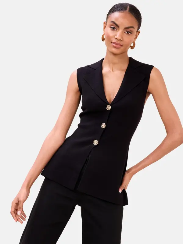Lipsy Lipsy Pleten brezrokavnik  črna