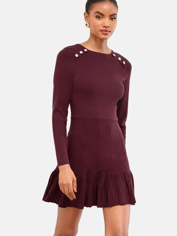 Lipsy Lipsy Pletena obleka  burgund