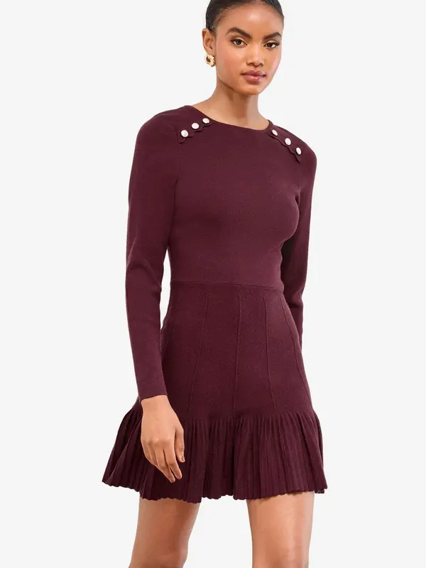 Lipsy Lipsy Pletena obleka  burgund