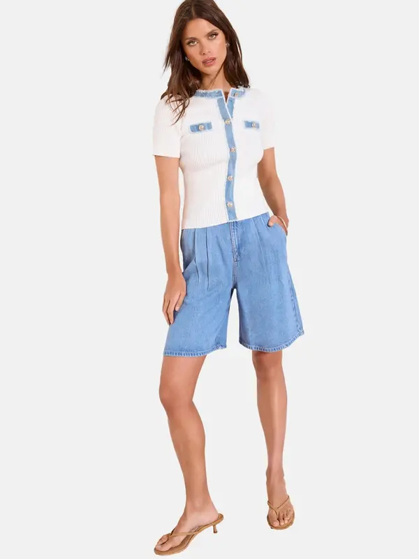 Lipsy Lipsy Pulover  moder denim / bela